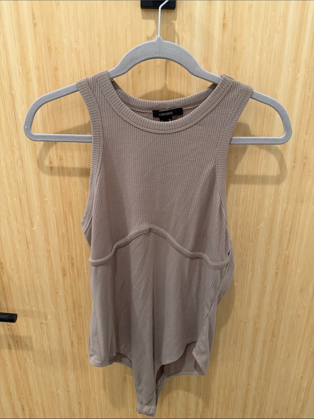Forever 21 Ribbed Taupe Tank with Seam Detail
